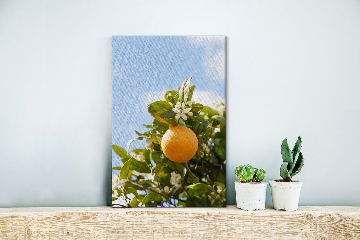 OneMillionCanvasses® Leinwandbild Orange Frucht, St), - Leinwandbild Gemälde, Zackenaufhänger, fertig inkl. - cm Baum 20x30 bespannt (1