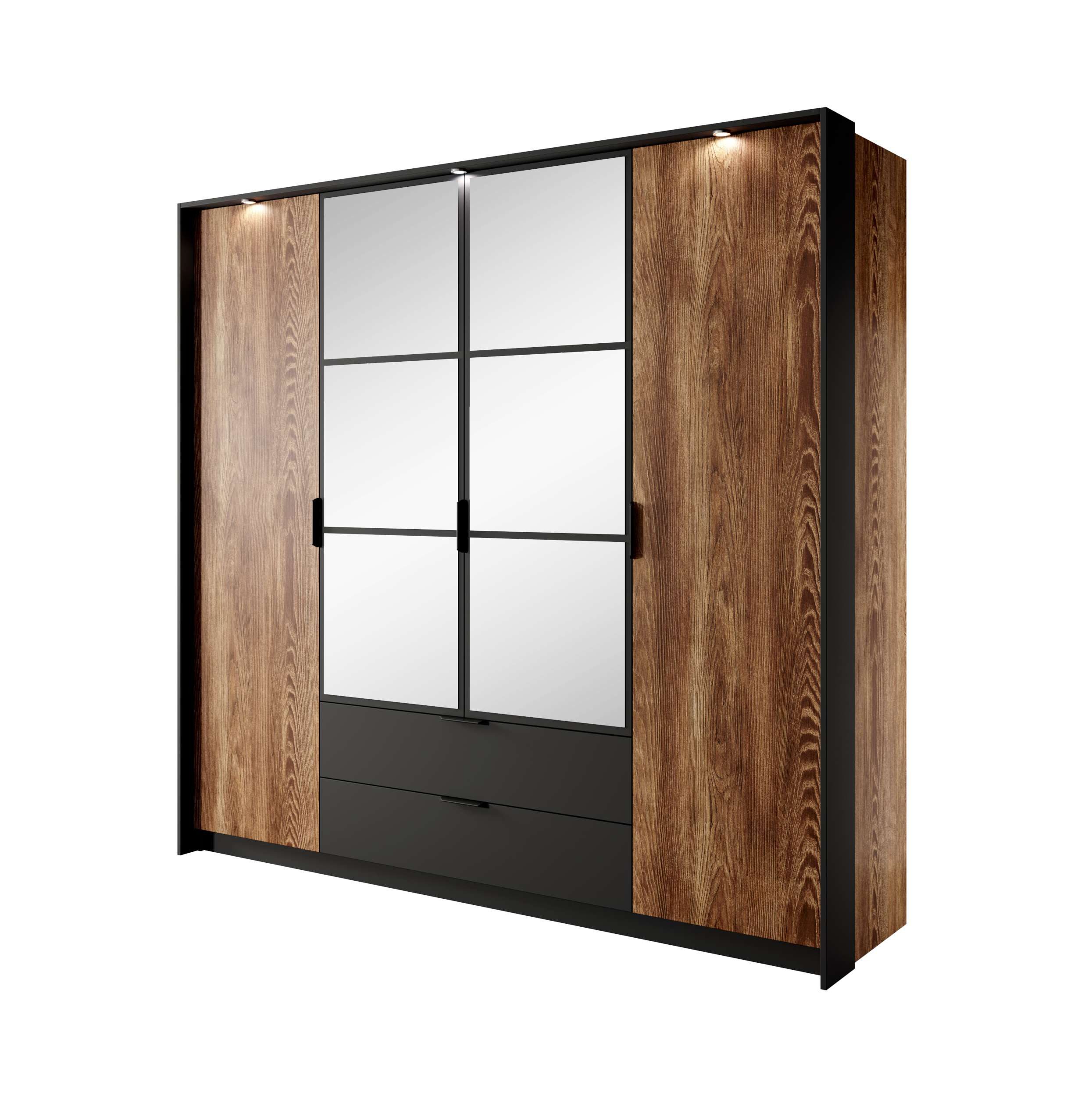 99rooms Drehtürenschrank Kilton (Kleiderschrank, Schrank) Modern Design, mit Soft-Close, Metallgriffe, Füße: aus Metall
