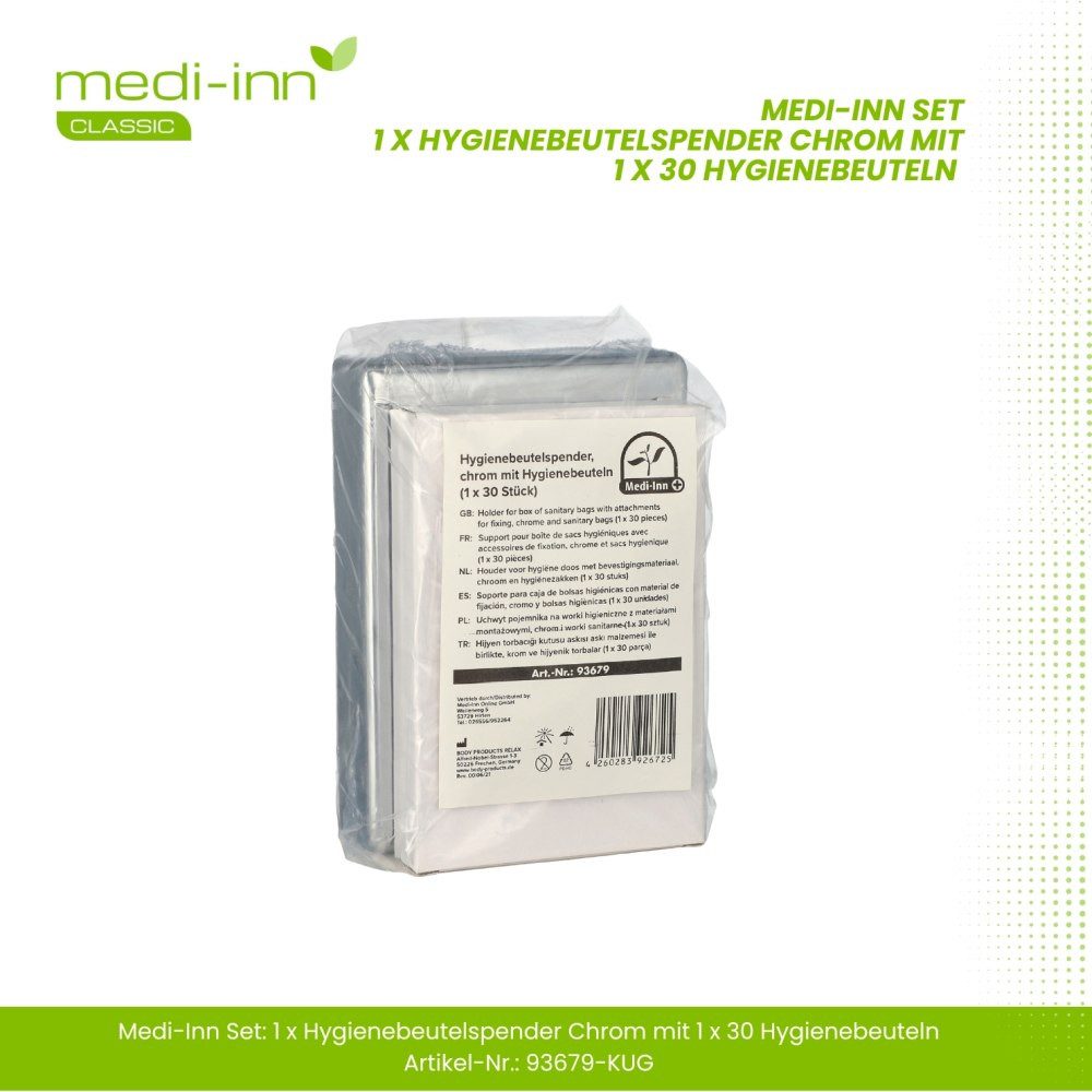 Medi-Inn Hygienebeutelspender Set: 1 x Hygienebeutelspender chrom mit 1 x 30 Hygienebeuteln, (1-tlg)