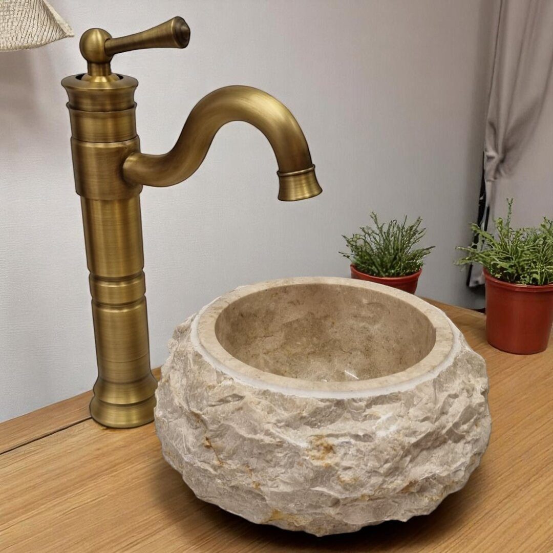 Kinaree Waschbecken Handwaschbecken Marmor Bruchstein (1-St)