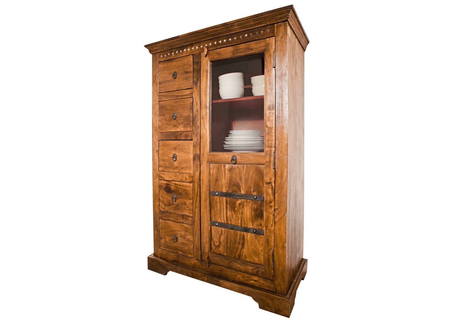 Massivmoebel24 Standvitrine #0417 (Vitrine Akazie 95x45x147 günstig online kaufen