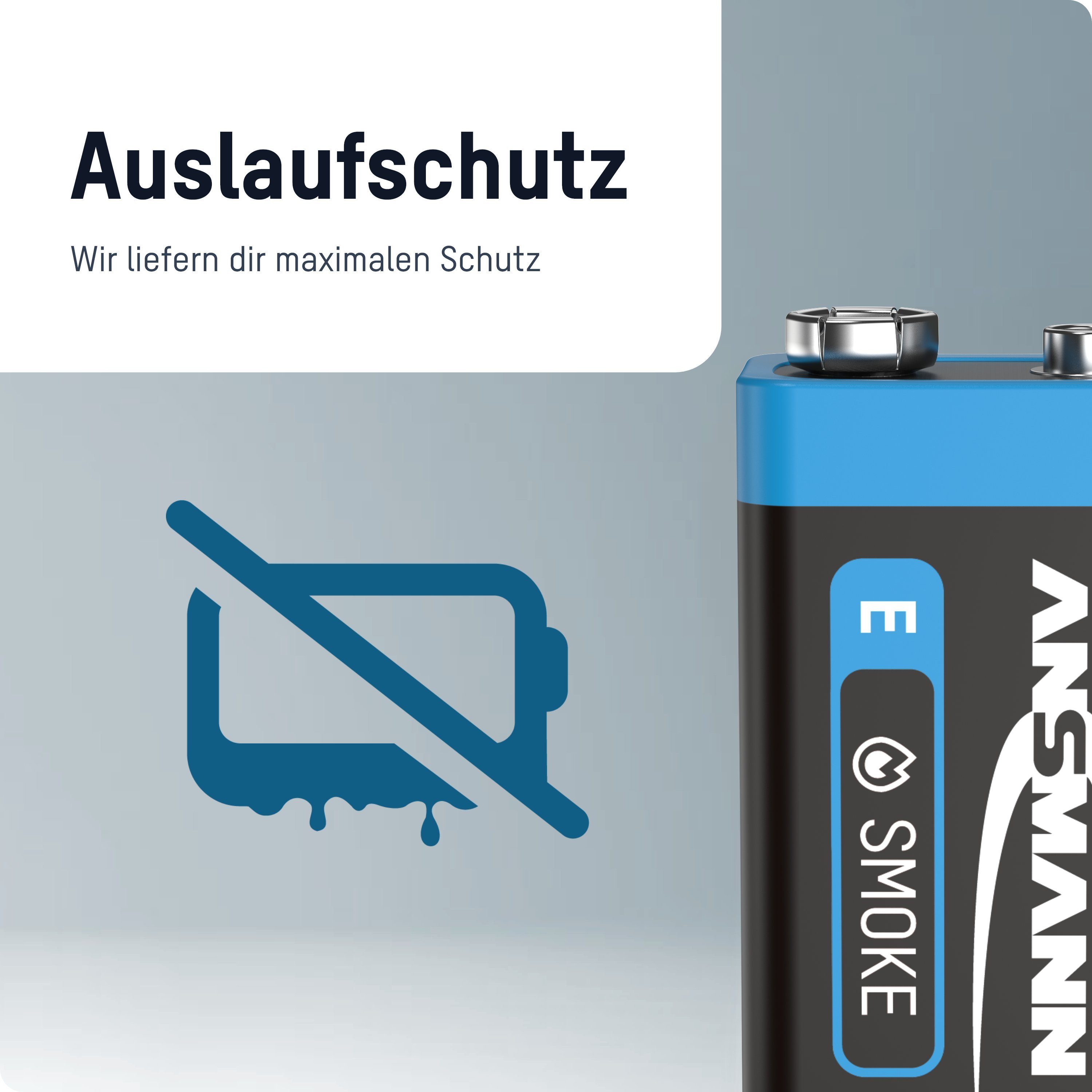 ANSMANN® 3 Lithium Rauchmelder longlife Qualität Batterie Block 9V Batterien - Premium