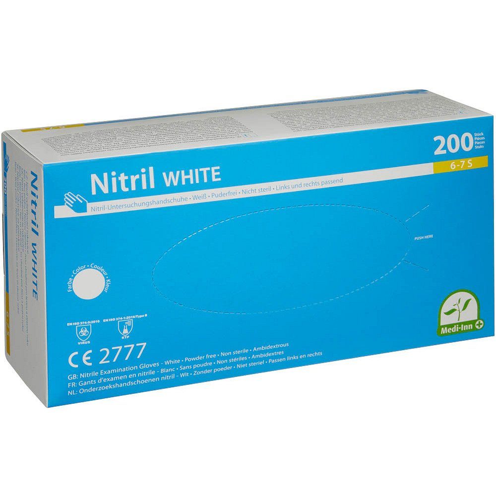 PAPSTAR Nitril-Handschuhe 200 Nitril-Handschuhe Medi-Inn® WHITE puderfrei Gr. S (6-7)