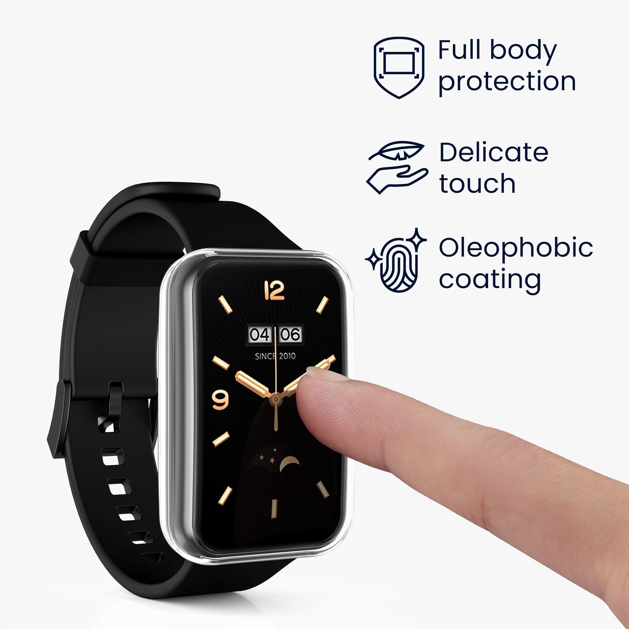 kwmobile 2x Silikon Hülle für Xiaomi Mi Band 7 Pro Smartwatch, 2-tlg., Schutzhülle Fullbody Display Cover Set aus Silikon