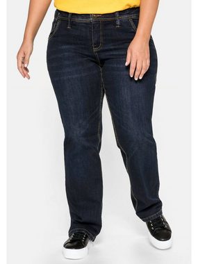 Sheego Stretch-Jeans Große Größen mit gerader Beinform, individuelle Used-Effekte