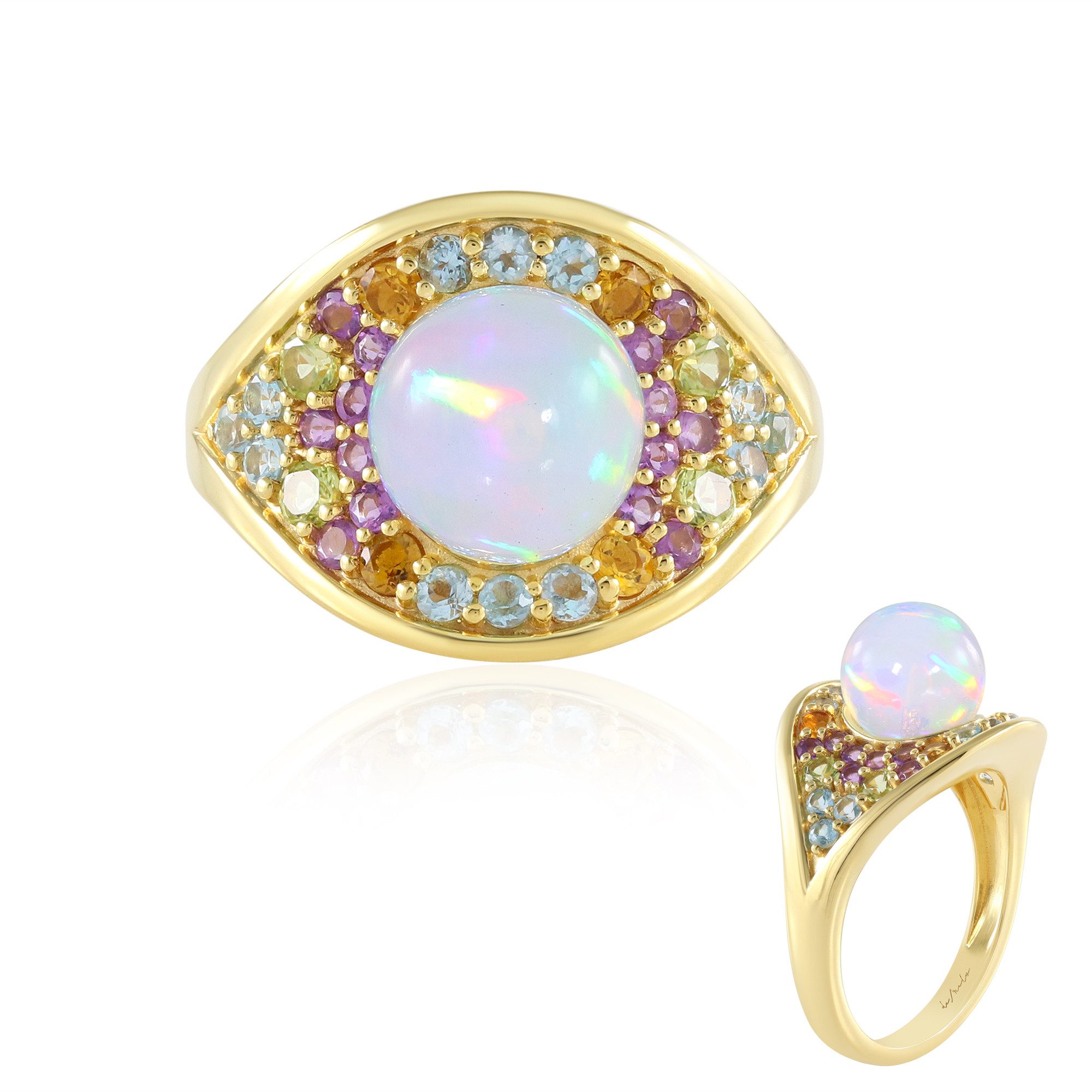 Cavill Silberring Welo Opal Goldplattierter Silberring (1-tlg)