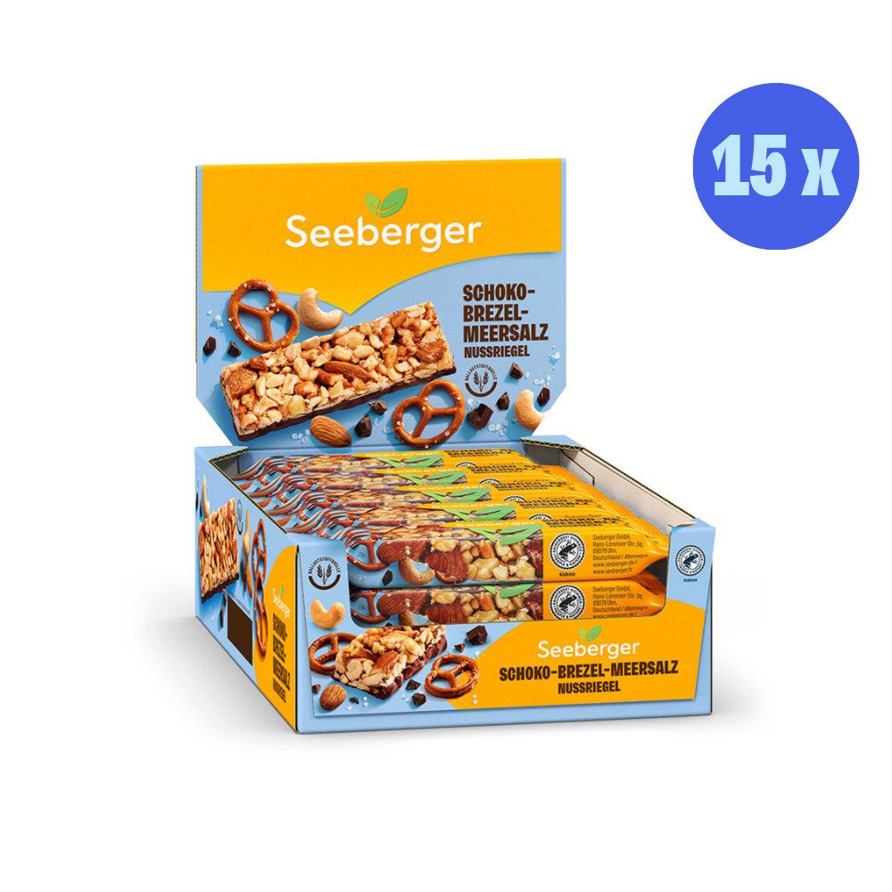 Seeberger Snacks Nüsse Seeberger Nussriegel Schoko-Brezel-Meersalz Multipack – 15 × 35 g, 15 x 35 g, 1 St.