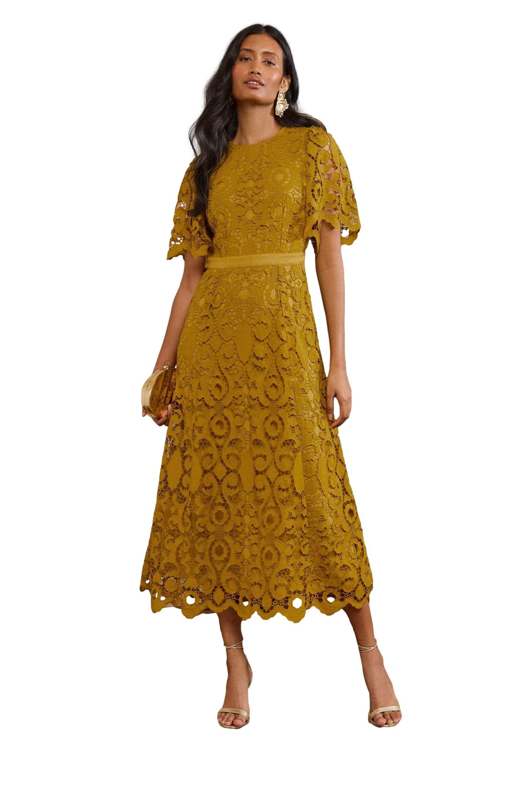 Love & Roses Midikleid Love & Roses Midikleid mit Spitze, Regular (1-tlg)
