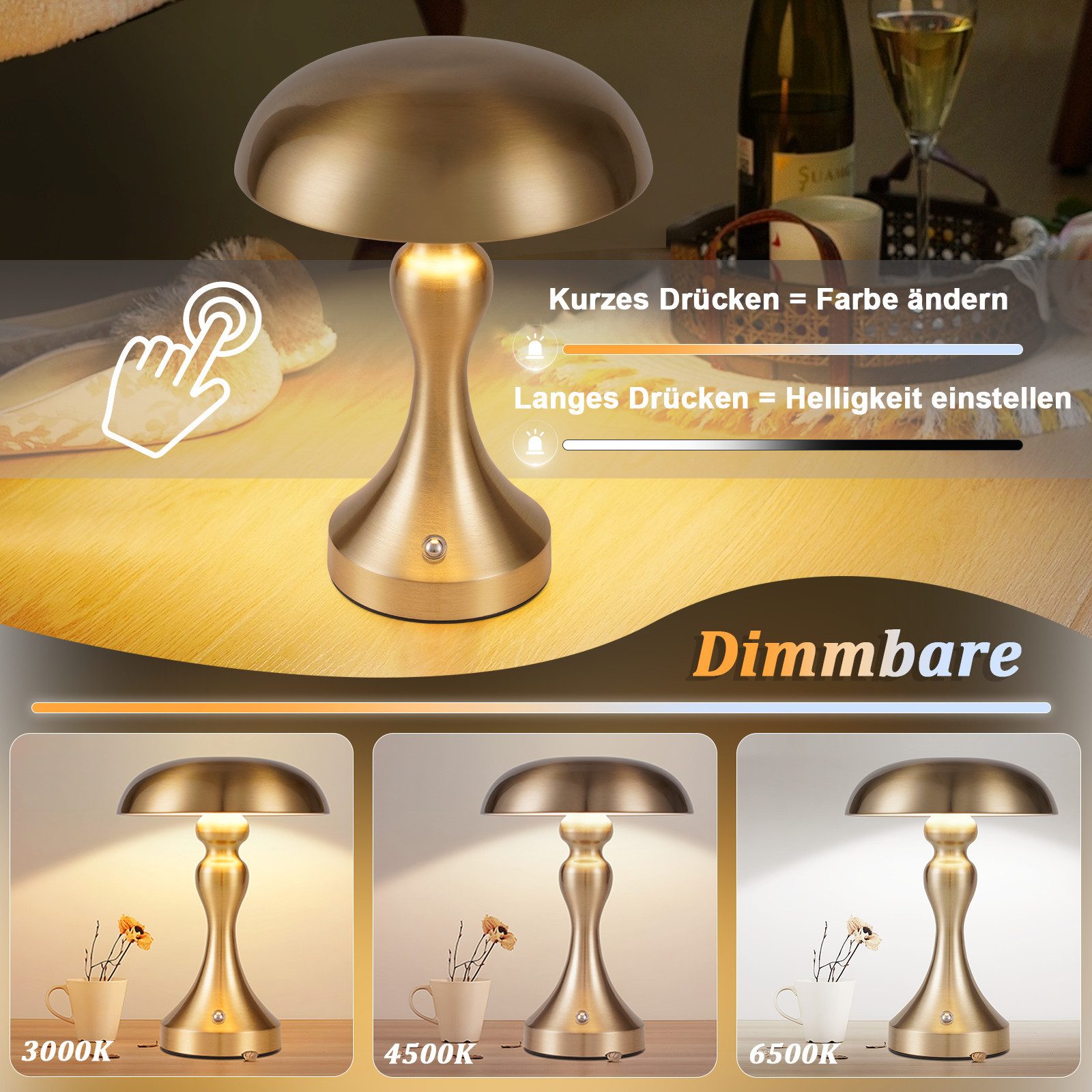 Nettlife LED Nachttischlampe Touch Dimmbar Kabellos günstig online kaufen