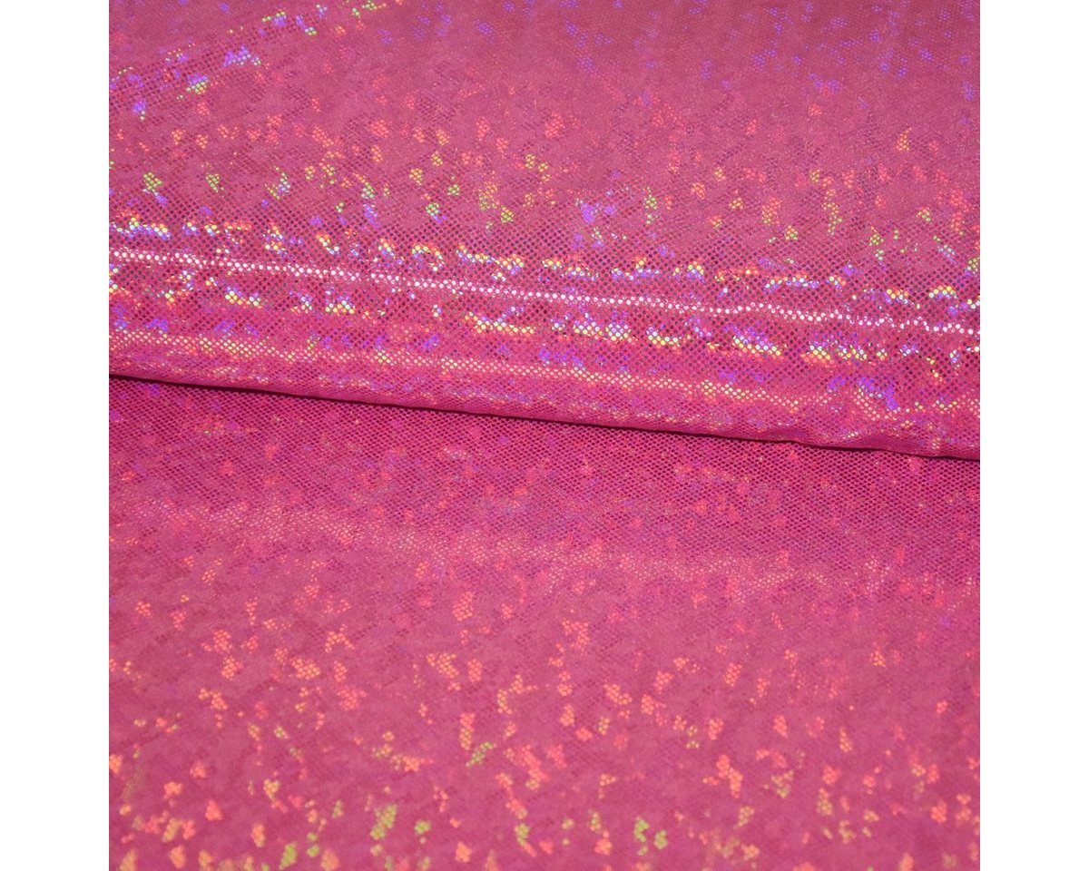 Thumbnail - SCHÖNER LEBEN. Stoff Jerseystoff Stretch Jersey Glitzer holografisch uni pink 1,5m Breite, mit Metallic-Effekt