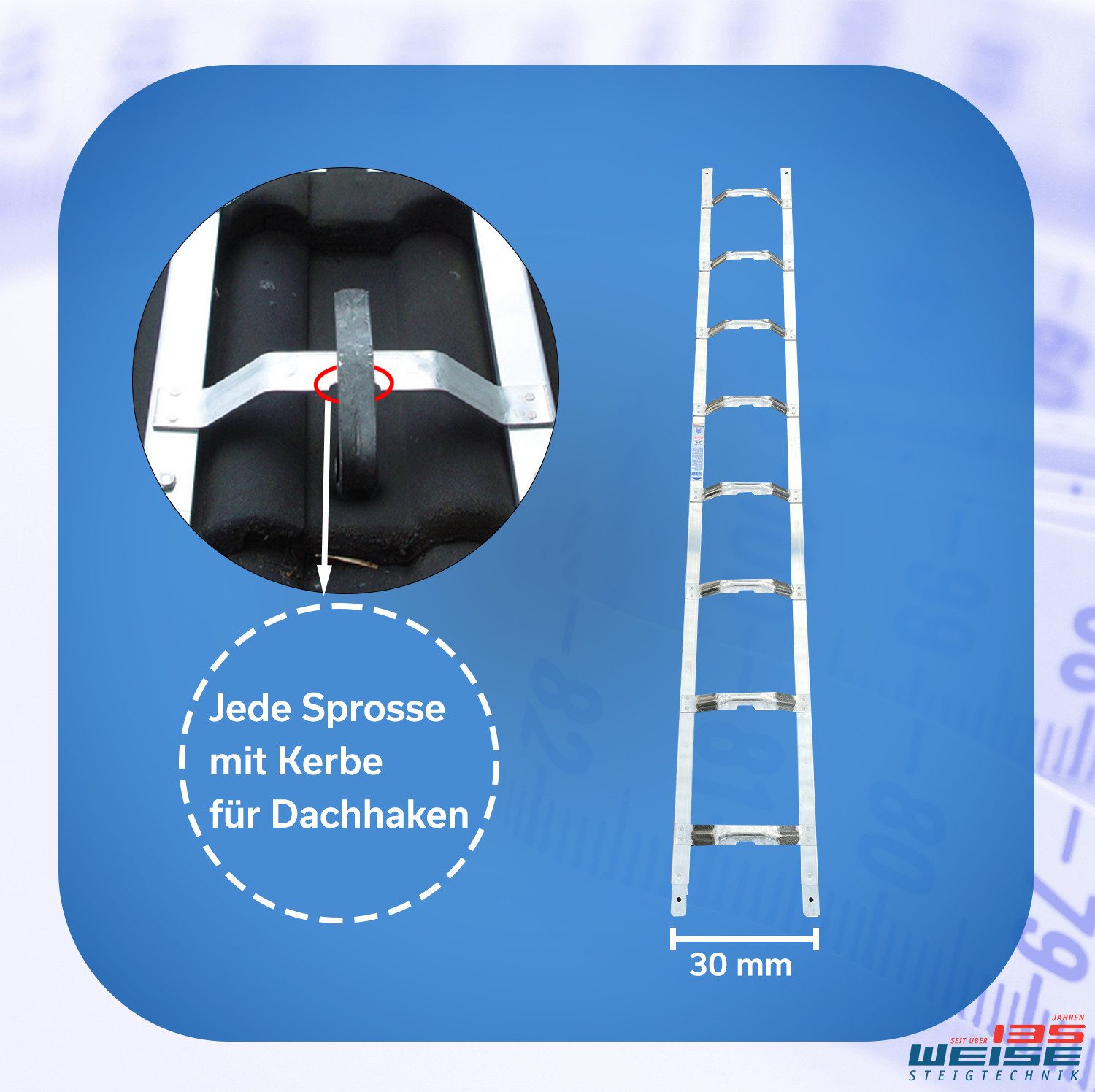 Weise Steigtechnik Vielzweckleiter Industrie-Qualität, Dachauflegeleiter (1-St., mit Bremer Sprossen), robuste & sichere breite Dachleiter, Alu-Konstruktion