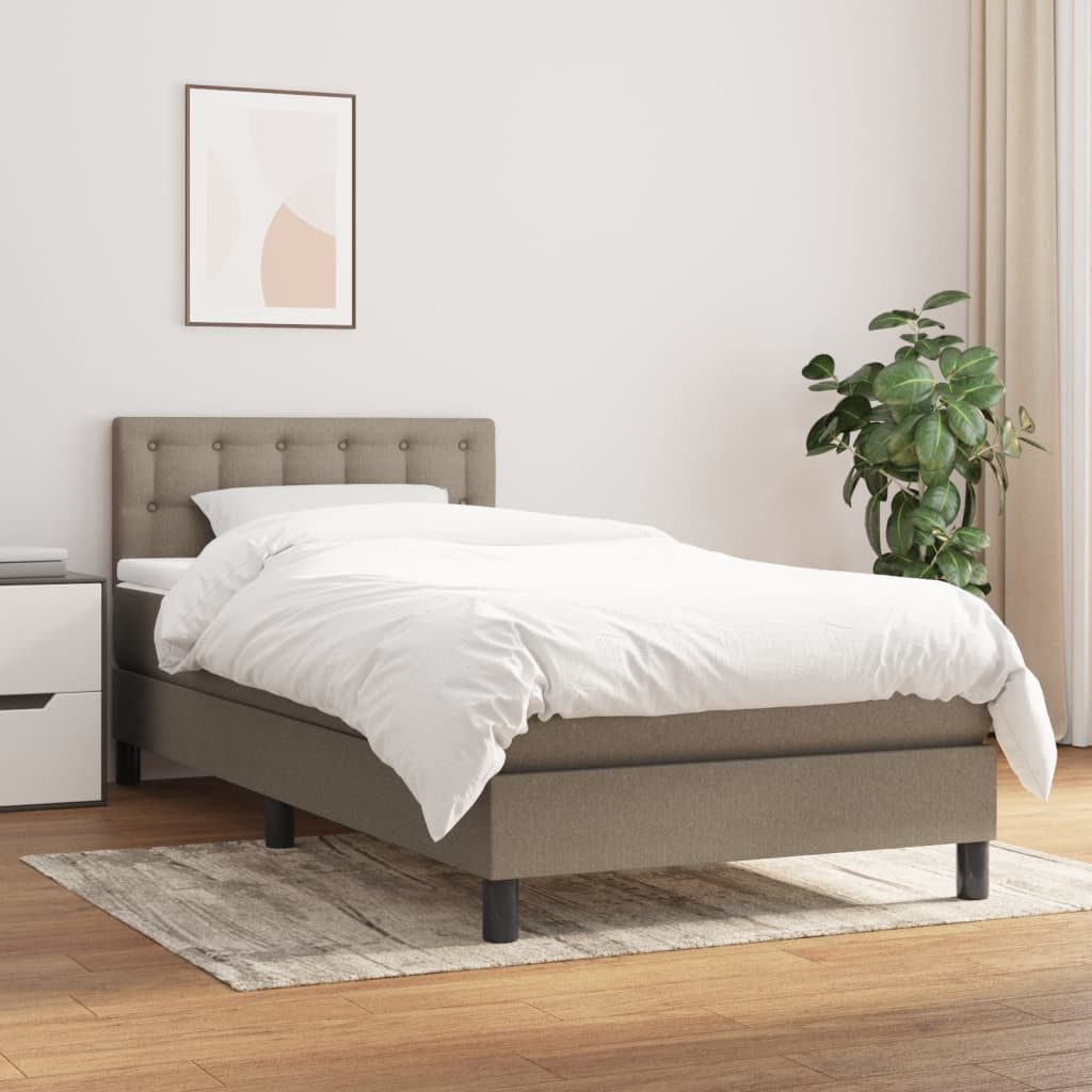 vidaXL Boxspringbett, Boxbett mit Matratze Taupe 90x200 cm Stoff