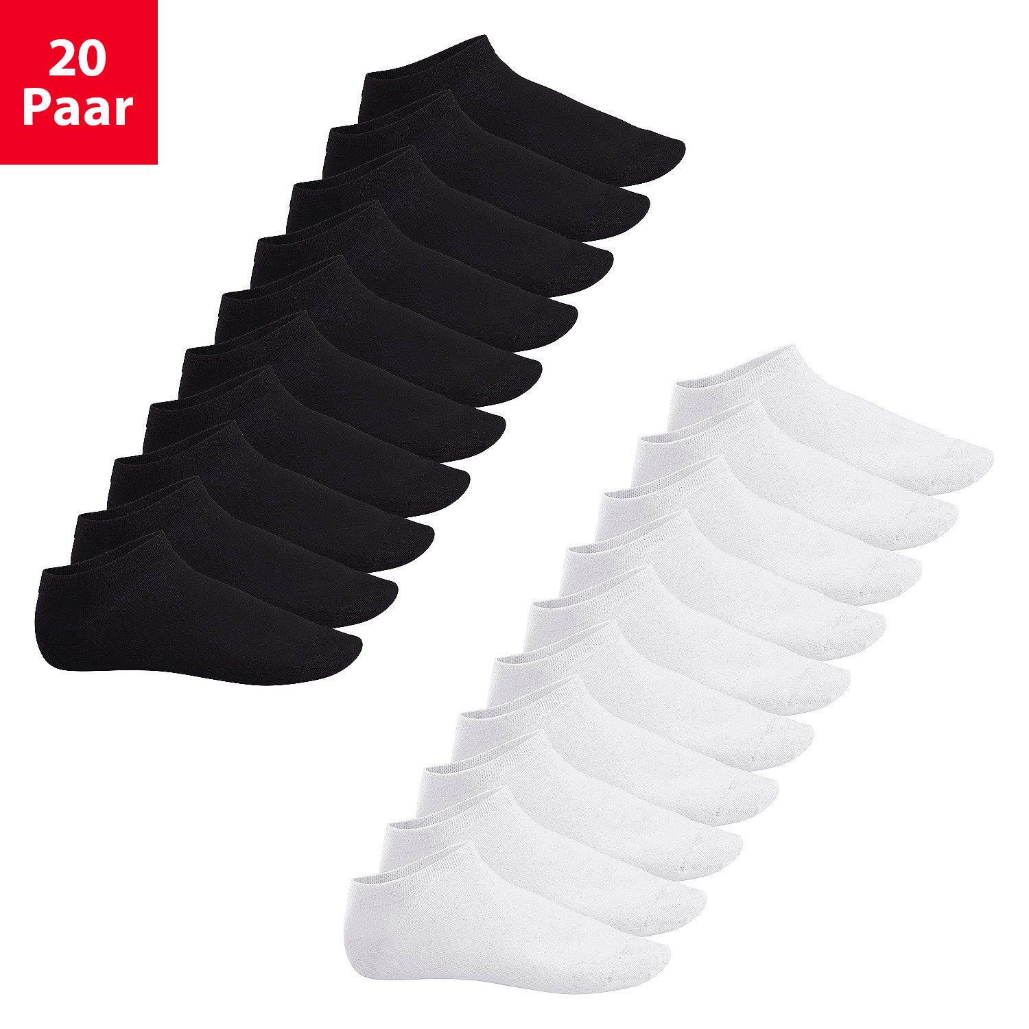 Footstar Sneakersocken EVERYDAY! 10 Paar / 20 Paar Damen & Herren Sneaker Socken (20-Paar) Perfekte Passform, angenehme Nähte, verstärke Ferse & Spitze