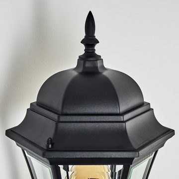 hofstein Außen-Wandleuchte vintage Wandlampe mit Bewegungsmelder aus Metall/Glas in Schwarz/Klar, ohne Leuchtmittel, Wandleuchte 1 xE27, Hof, Landhaus Außenleuchte,IP44, ohne Leuchtmittel