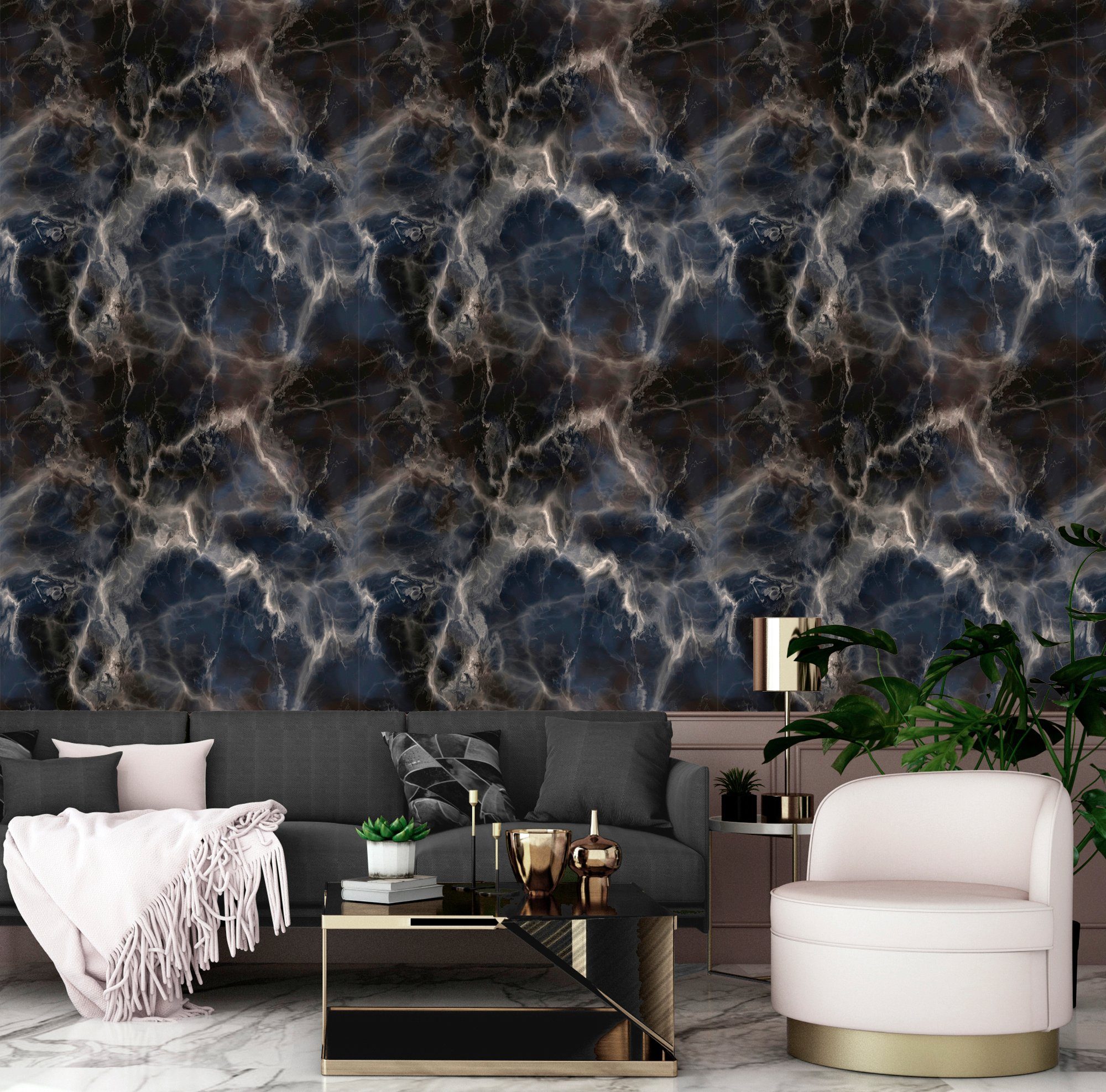 queence Vinyltapete Marmor, glatt, Steinoptik, 90x250cm, selbstklebend, kinderleichte Anbringung, Sticker