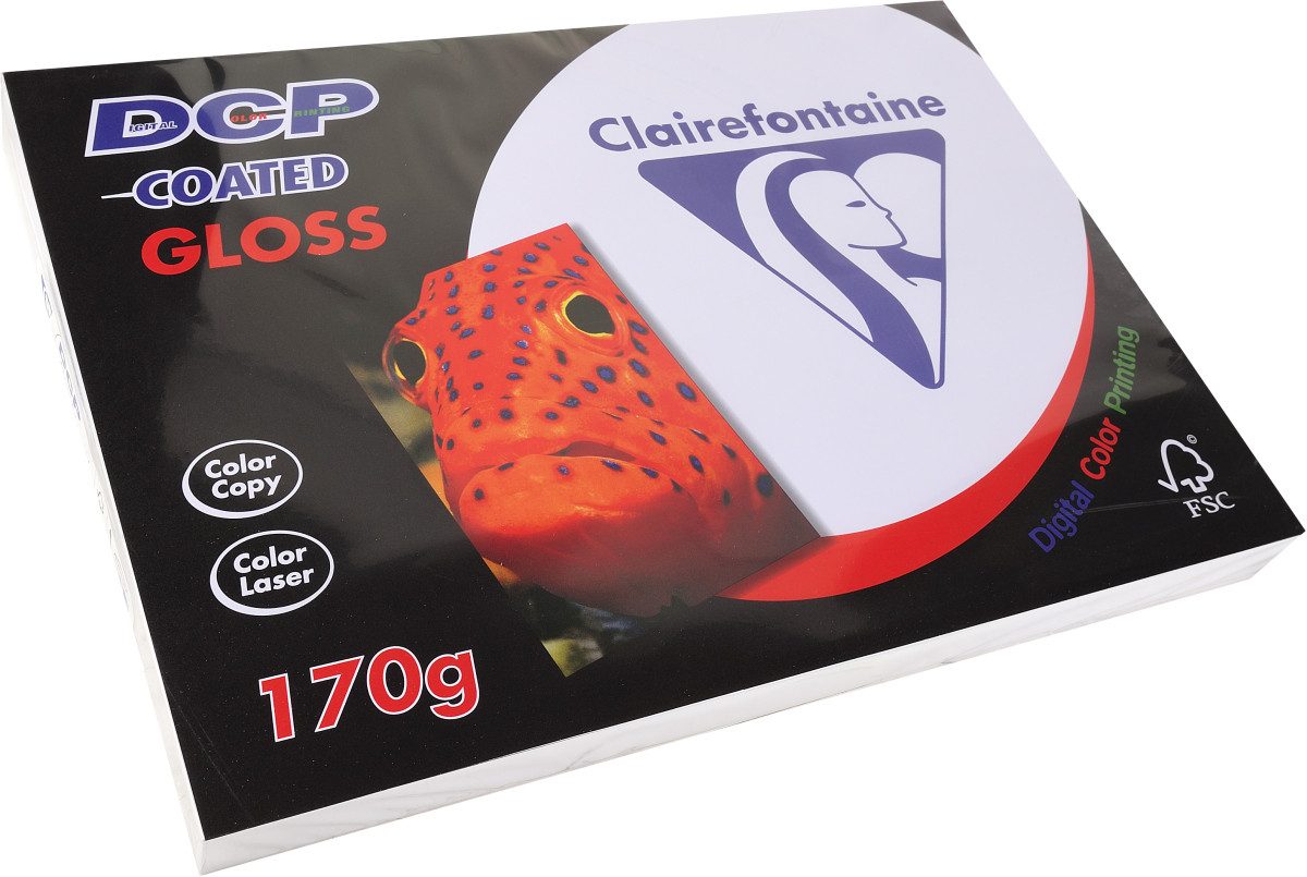 CLAIREFONTAINE Kopierpapier Laser- /Inkjetpapier DCP gestrichen Gloss A3 420x297mm 170g/qm weiß VE