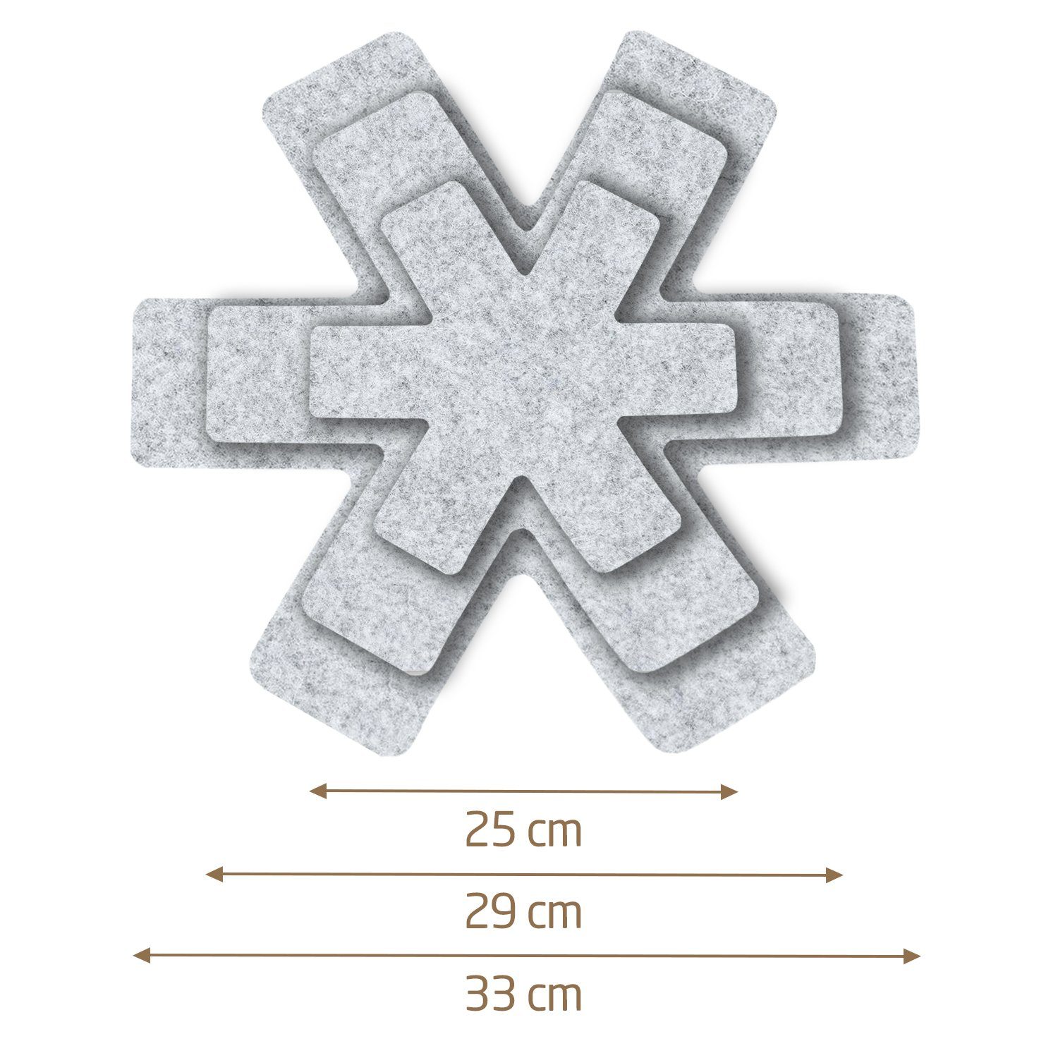 Miqio Pfannenschoner 6 erSet Stapelschutz 6 Pfannenschoner 2x Ø38 cm,Ø 35cm,Ø 26 cm, Zubehör für Schutz für alle Pfannenarten, 6-tlg., Schadstoffgeprüft. Ökotex – Bild 3 von 5
