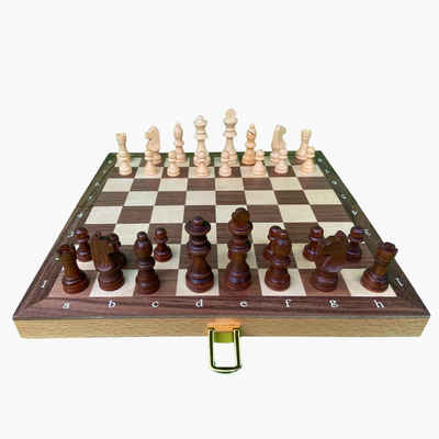 goki Spielesammlung, Schach Schachspiel in Holzklappkassette, Als Kassette für eine praktische Aufbewahrung.