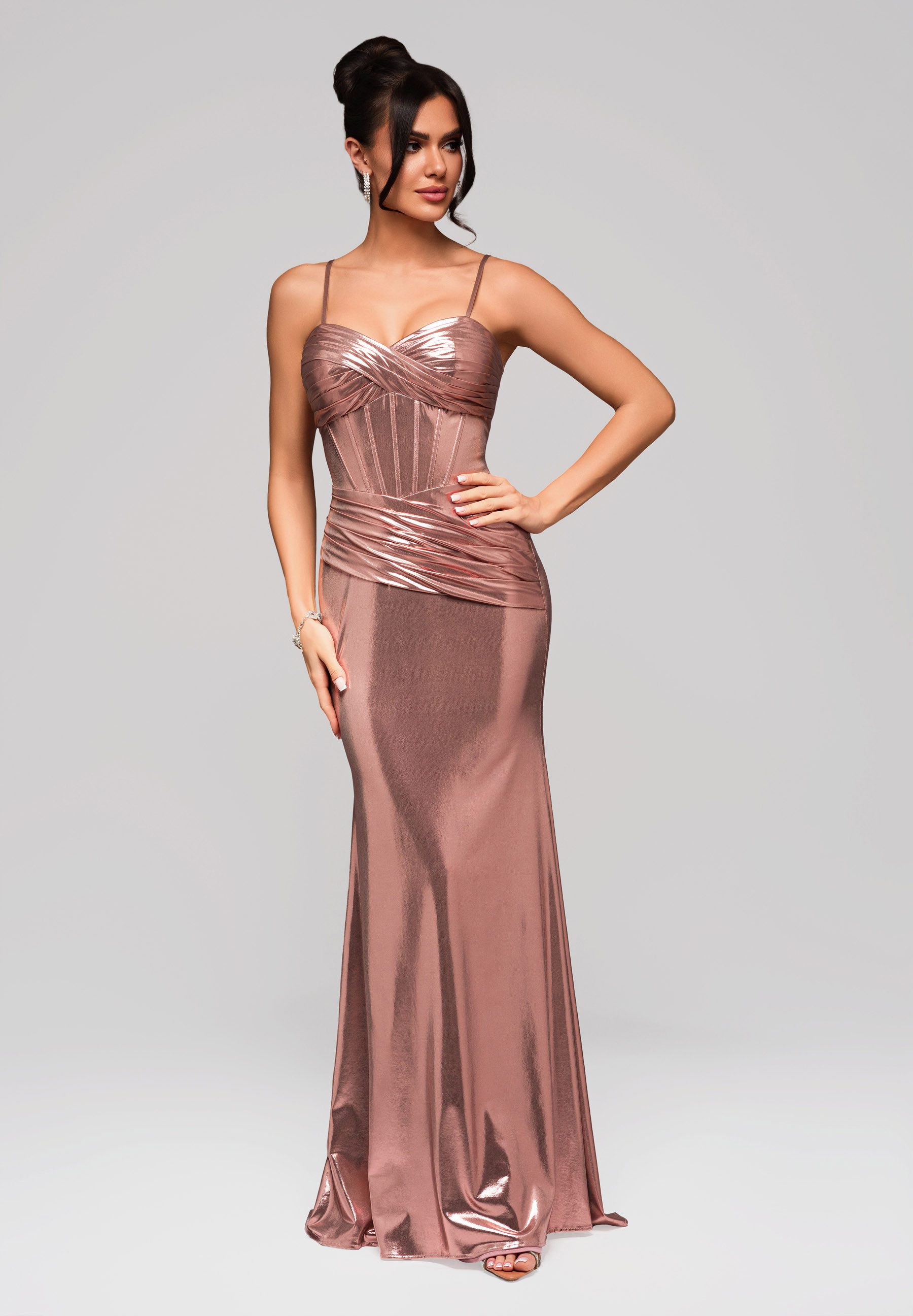 OMBRE Abendkleid Goldenes Abendkleid im Metallic-Look günstig online kaufen