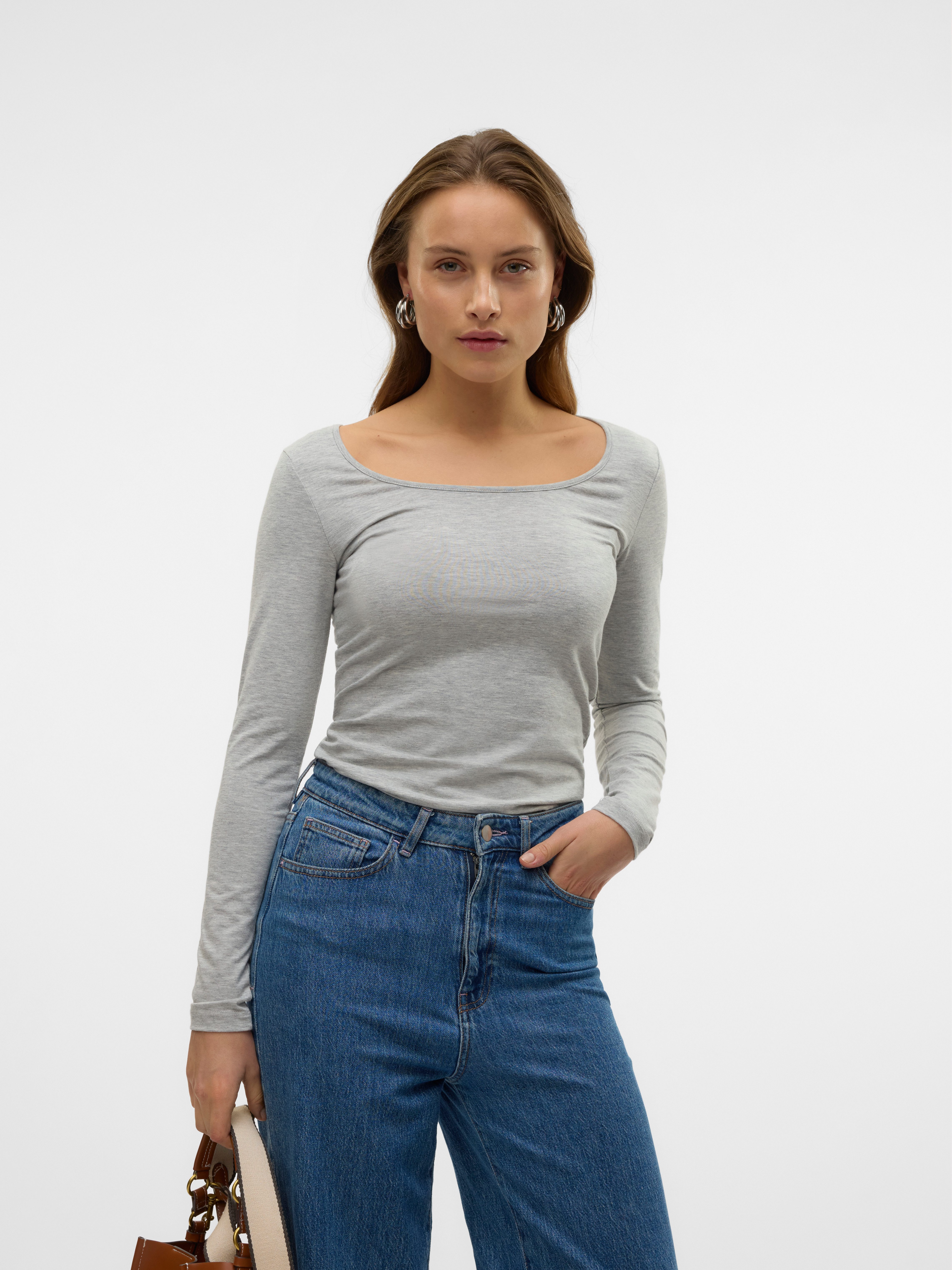 Vero Moda Langarmshirt VMMAXI MY LS SOFT LONG U-NECK NOOS Baumwollmischung, regular fit