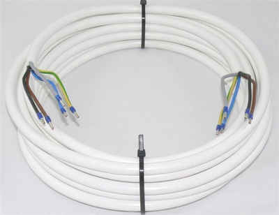 maxgo® Herd-Anschlussleitung Weiß H05VV-F 5G2,5 5x2,5 Ceranfeld 25m Elektro-Kabel, (2500 cm)