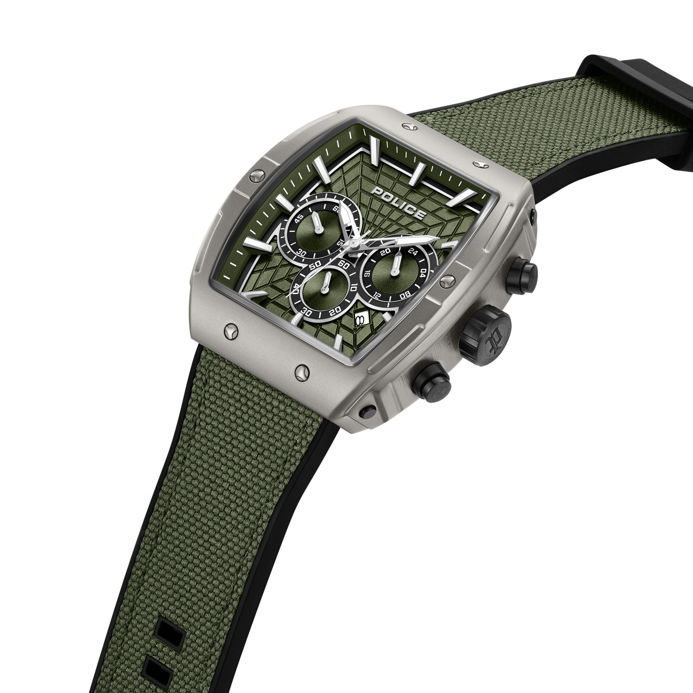 Police Chronograph Coswig PEWGQ0093401, Quarzuhr, Armbanduhr, Herrenuhr, Silikonarmband, analog, Tag