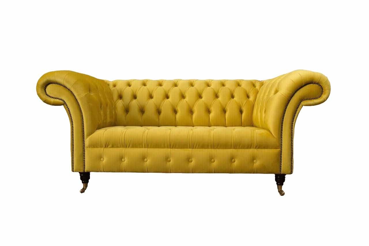 Klassisch Sofas Sofa Wohnzimmer Design JVmoebel Chesterfield-Sofa, Textil Chesterfield