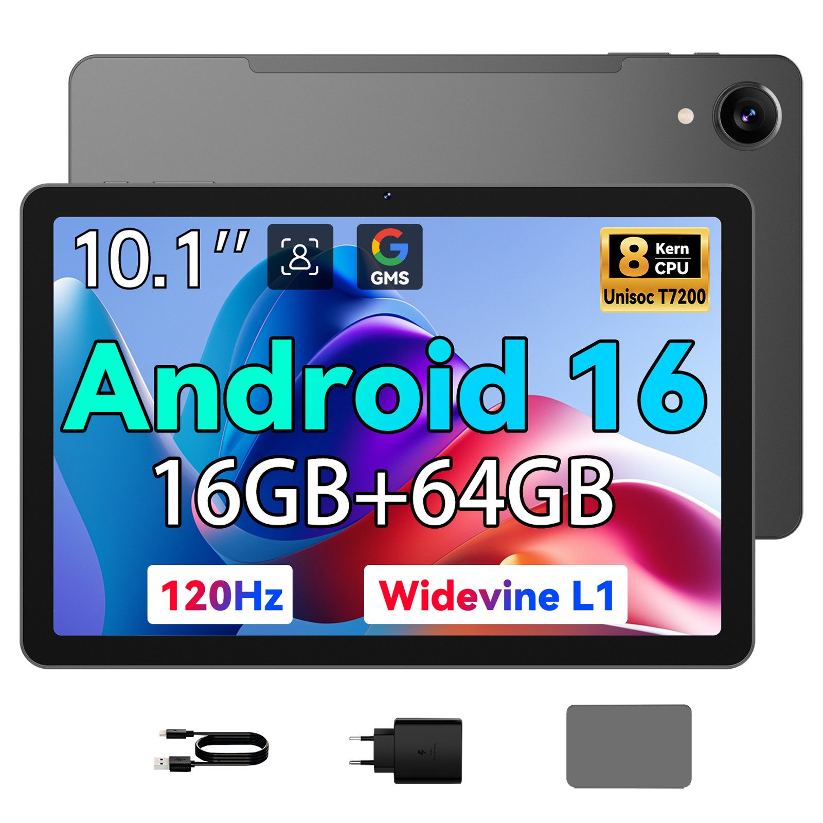 BNCF BPad 10 SE, Android16, 16(4+12)GB+64GB/128GB, Mit Schutzhülle, 5G WiFi Tablet (10.1", 64 GB, Android16, wifi, Unisoc T606(T7200), Zwei Stereolautsprecher, Gesichtserkennung)