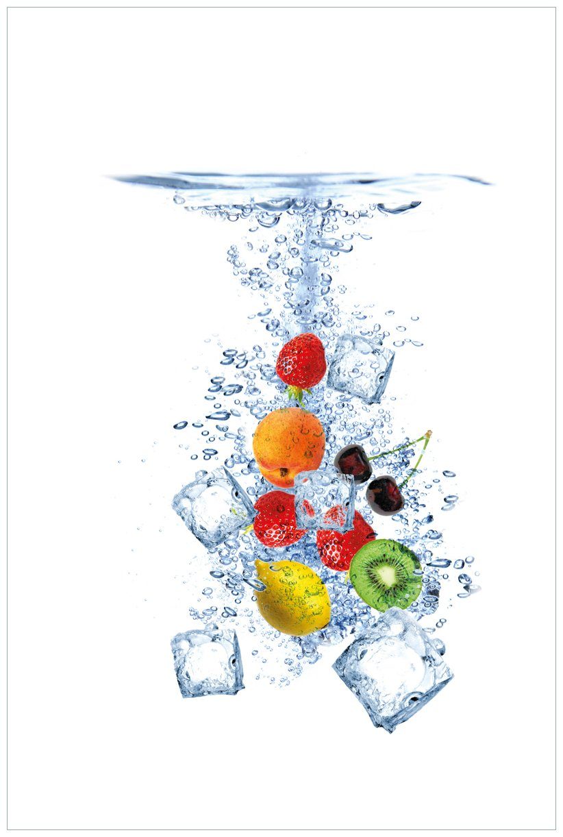 Wallario Wandfolie, Obst-Eiswürfel-Mix im Wasser mit günstig online kaufen