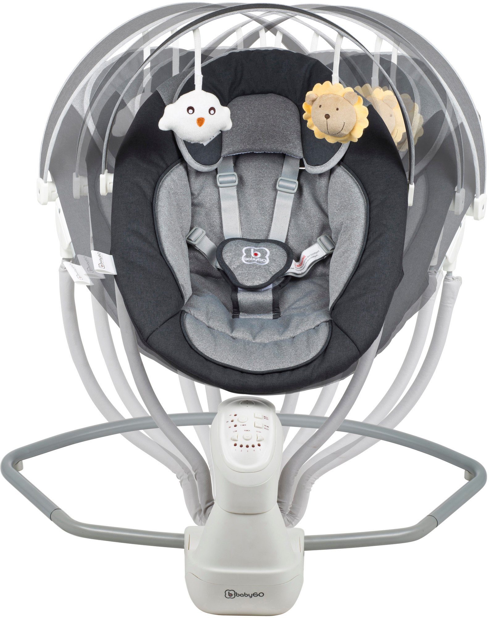 BabyGo Babywippe Cuddly, anthracite, elektrisch, mit Sound