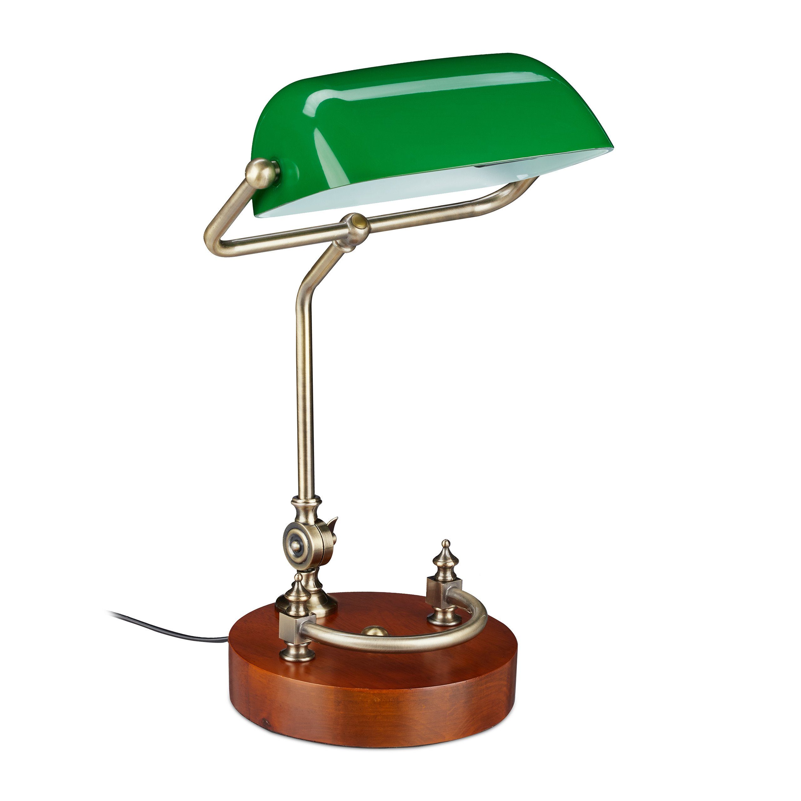 relaxdays Tischleuchte Bankerlampe grünem mit Schirm