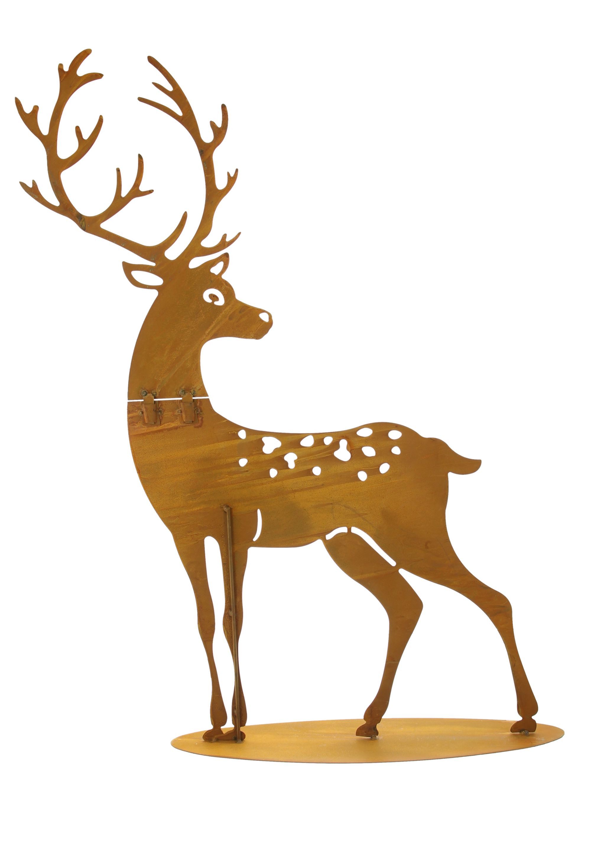 Dekoleidenschaft Dekofigur "Hirsch" aus Metall in Rostoptik, 75 cm hoch, fü günstig online kaufen