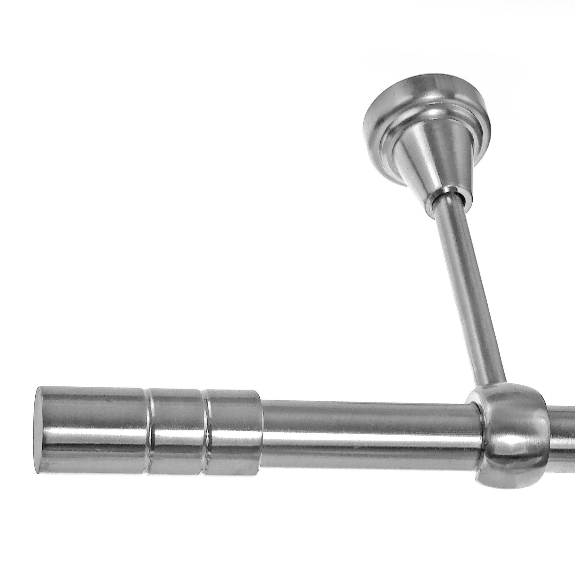BASIT Gardinenstange Edelstahloptik 19mm mit Deckenträgern 240 cm E64, Ø 19 mm, 1-läufig, verschraubt, Metall, D18 240 cm E64 Zylinder Rillen