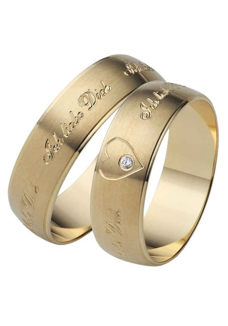 Firetti Trauring Schmuck Geschenk Gold 375 Hochzeit Ehering Trauring "Ich liebe Dich", Made in Germany, wahlweise mit oder ohne Brillant