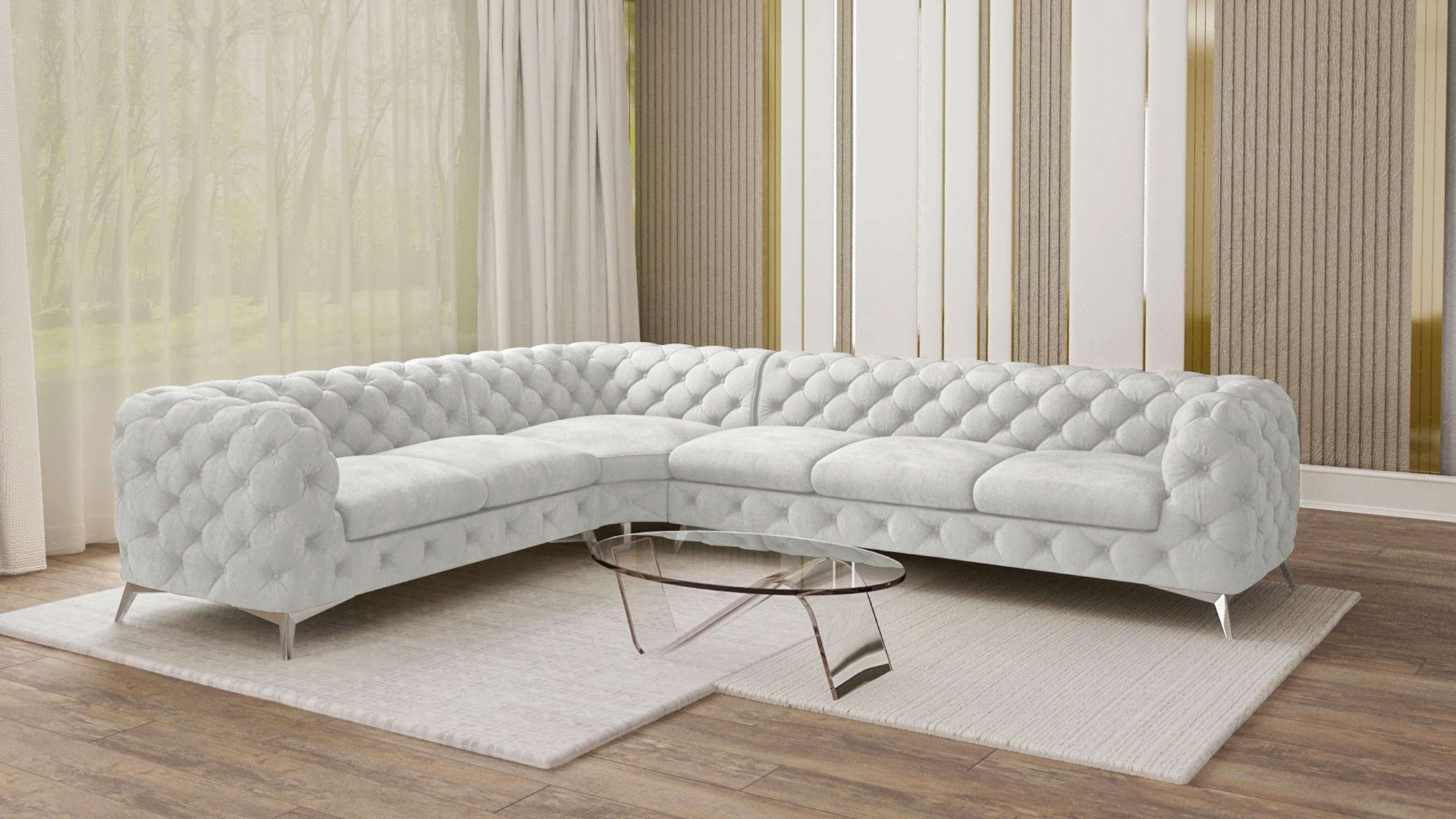 Hawana, Modern Ecksofa Metall, mit mane links frei Raum stellbar, L-Form, Wellenfederung, oder bestellbar, Design im Eckcouch, rechts Stylefy