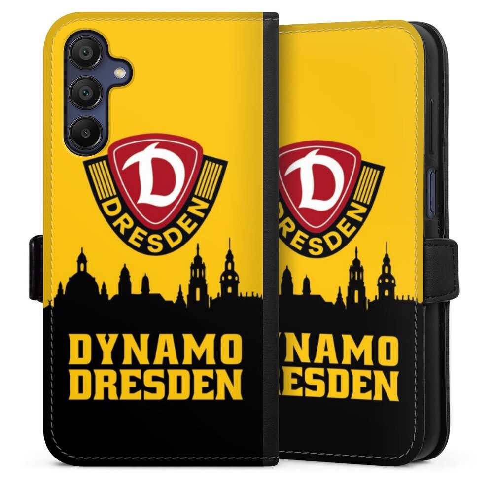 DeinDesign Handyhülle SG Dynamo Dresden Skyline SGD Dynamo Silhouette Dresden, Samsung Galaxy A15 5G Hülle Handy Flip Case Wallet Cover