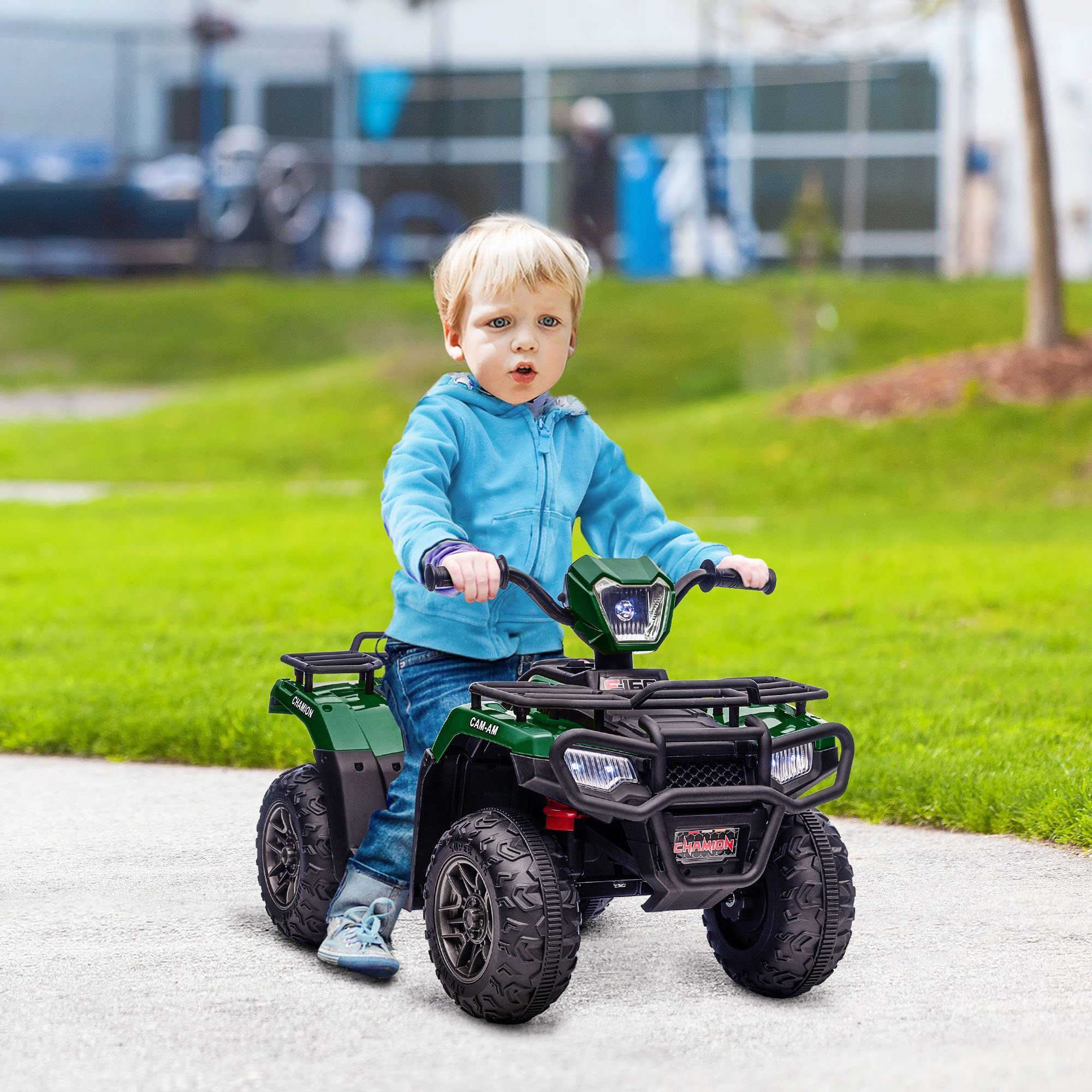 HOMCOM Elektro-Kinderquad Kinderfahrzeug für Kinder ab 3 Jahren, Belastbarkeit 25 kg, (1-tlg), für Kinder, Schwarz+Grün