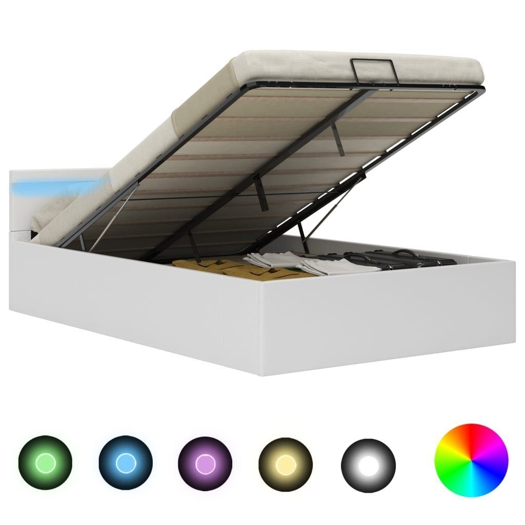 vidaXL Stauraumbett inkl. LED in Weiß (BxH: 147x73 cm)