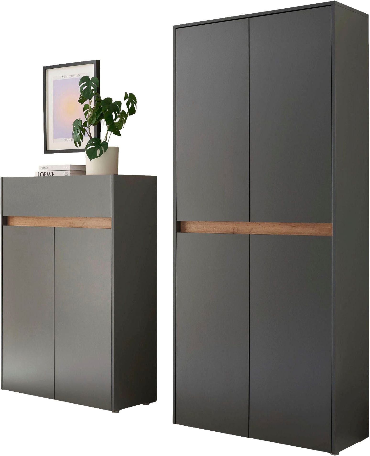 INOSIGN Шкафы-Set City/Giron, moderne Garderobe, viel Stauraum, ca. 48 Schuhe, (Set, 2-St), enthält zwei Schuhschränke, ausreichend Stauraum