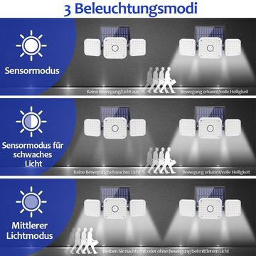 LifeImpree LED Solarleuchte Außen Wandleuchte, LED fest integriert, Weiß Licht, Kann gedreht werden, mit Bewegungssensor Solar-Straßenleuchte