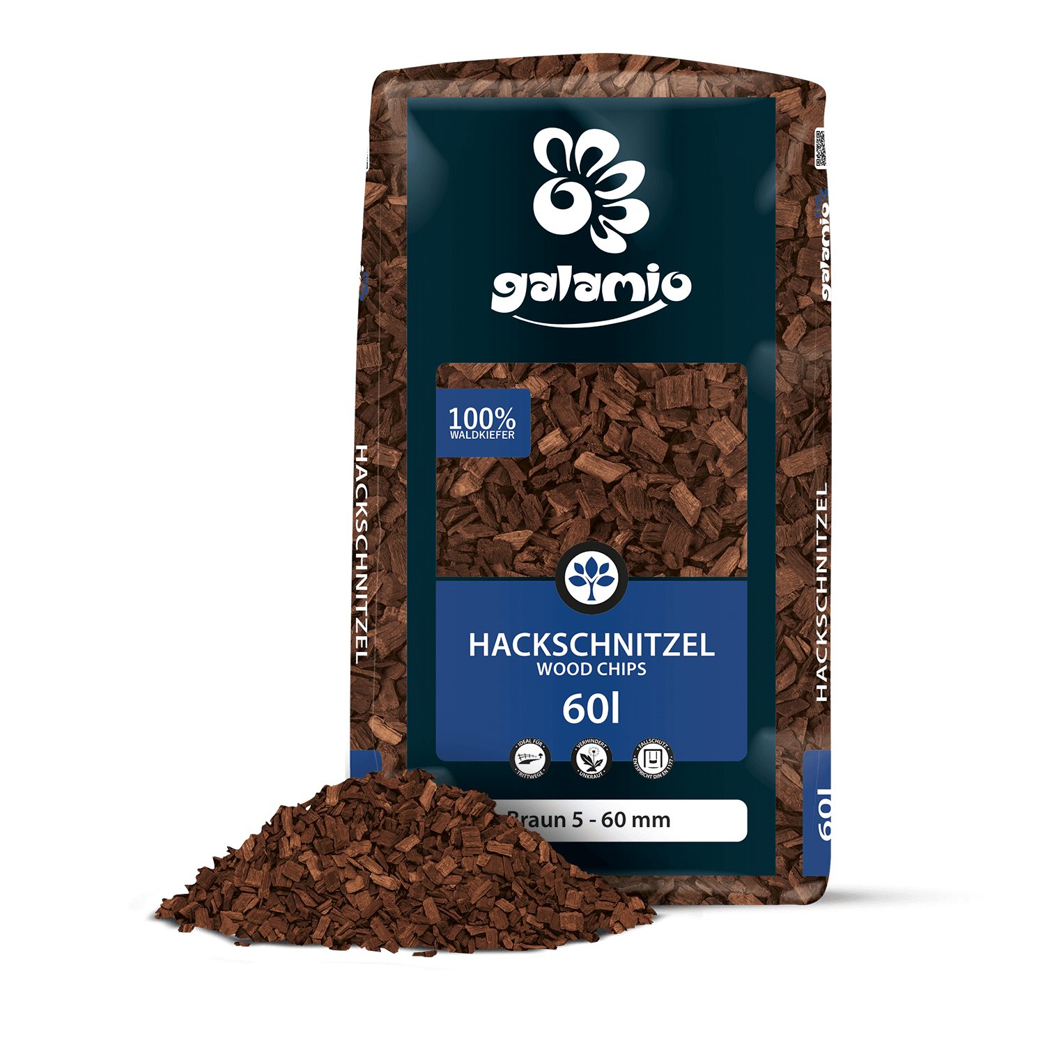 GALAMIO Holzhäcksel Hackschnitzel Holzdekor Braun 5-60 mm, (Paket, 1-St)