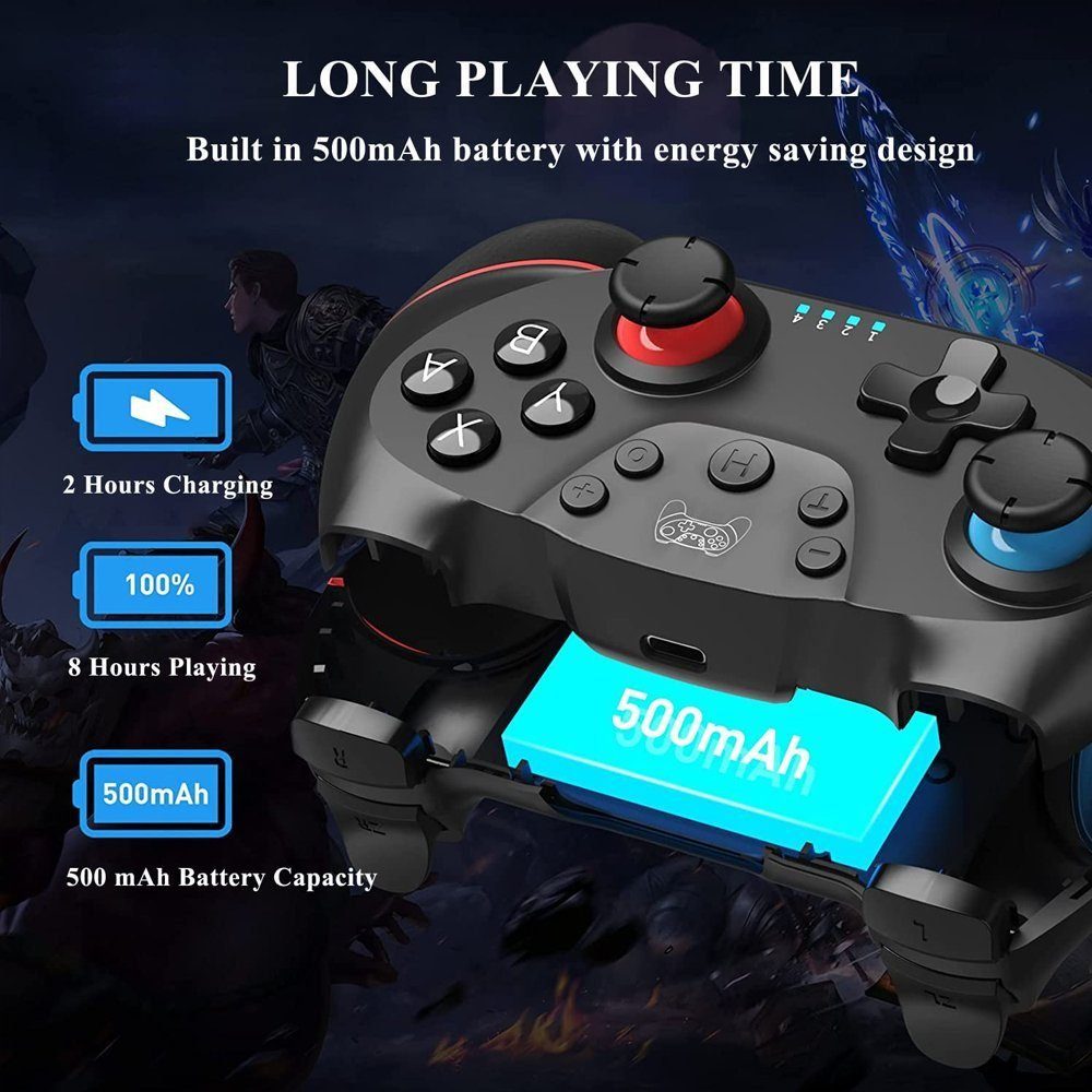 Haiaveng Controller für Nintendo Switch/ und Gamepad die PC Dual-Motor-Vibrationsfunktion) (Gyroskopachsenfunktion Blau-Rot