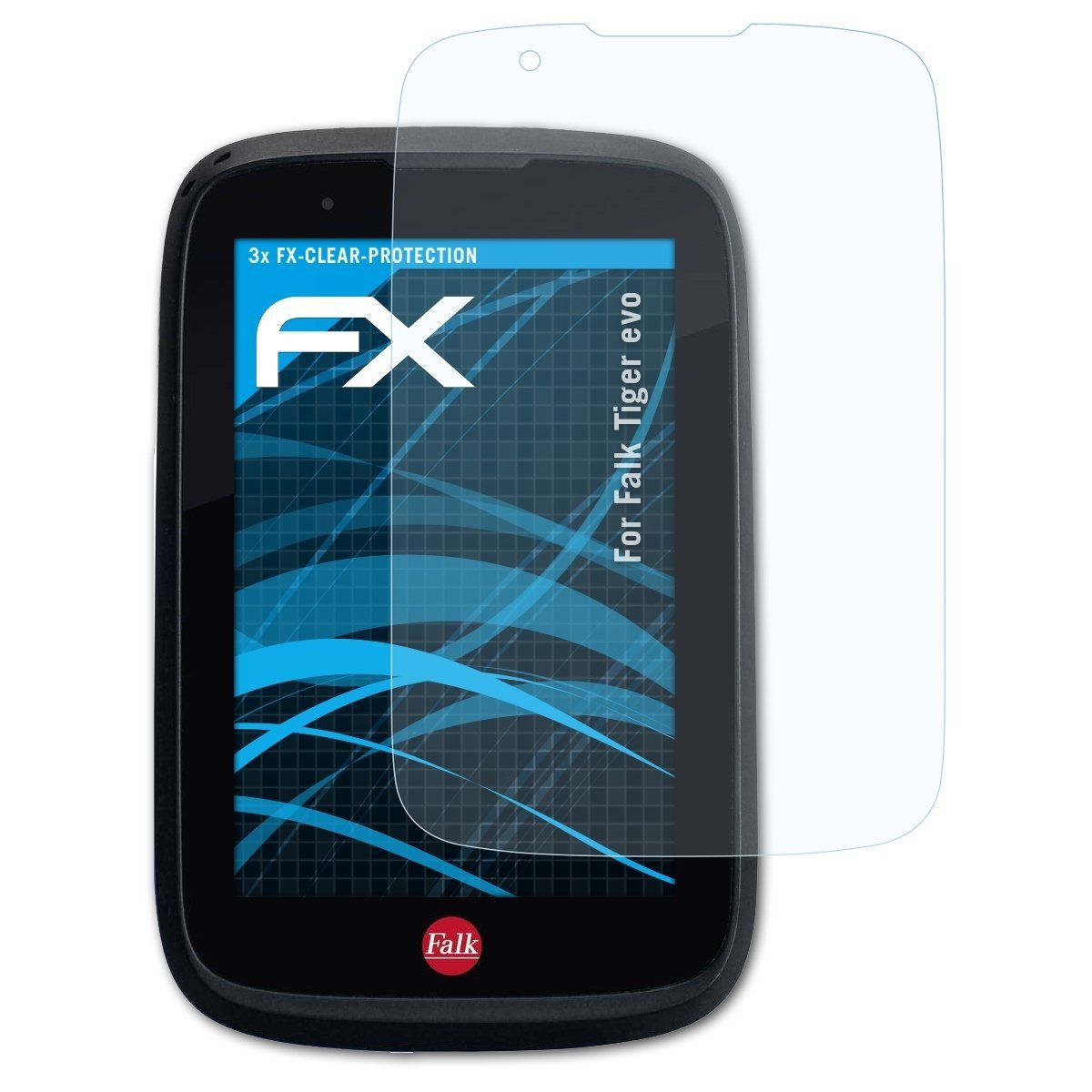 atFoliX Schutzfolie kompatibel mit Falk Tiger evo Displayschutzfolie 3X HD-Entspiegelung FX Folie