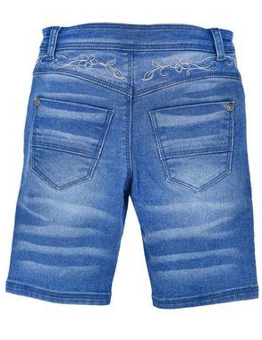 BONDI Trachtenlederhose Mädchen Trachten Jeans Bermuda Hose 26087, Blue D