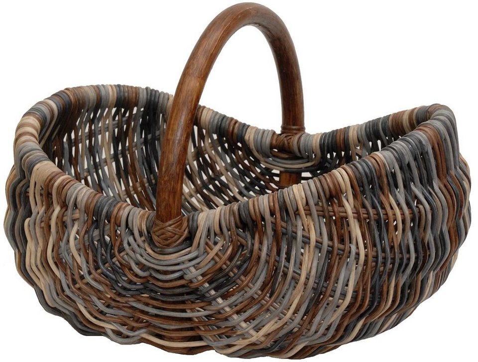 Krines Home Einkaufskorb »Rattankorb mit Bügel zum Einkaufen Einkaufskorb geflochten Tragekorb mit Griff Bügelkorb Shopper«, leicht und stabil