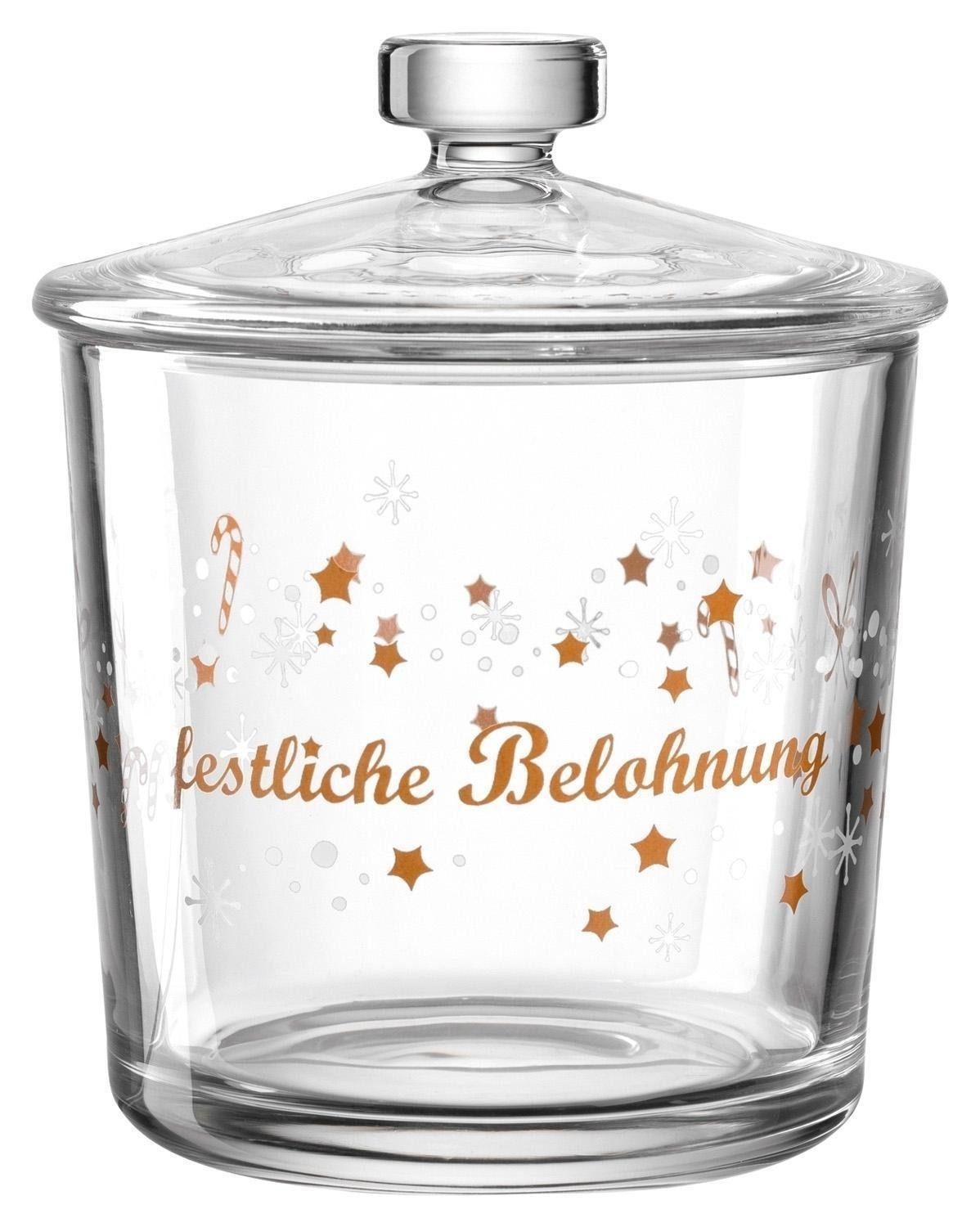 LEONARDO Vorratsglas Keksdose STELLA, Transparent, Glas, Glas, (1-tlg), mit Schriftzug und Glasdeckel