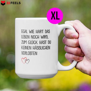 22Feels Tasse Verlobte Geschenk Frauen Verlobung Bekannt Geben Sie Spruch Heiraten, Keramik, XL, Made In Germany, Spülmaschinenfest