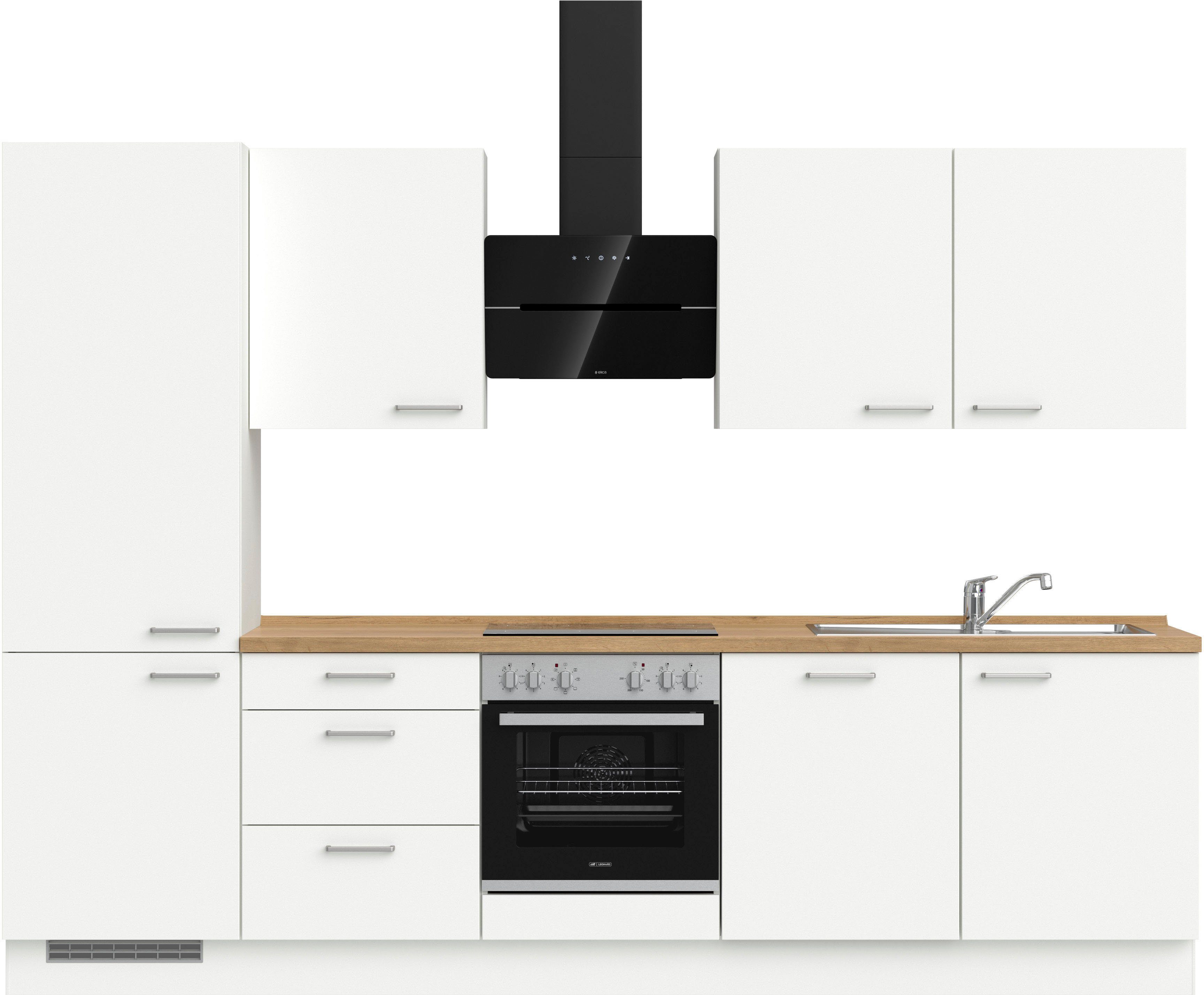 nobilia® elements Küchenzeile "elements premium", vormontiert, Ausrichtung wählbar, Breite 300 cm, mit E-Geräten