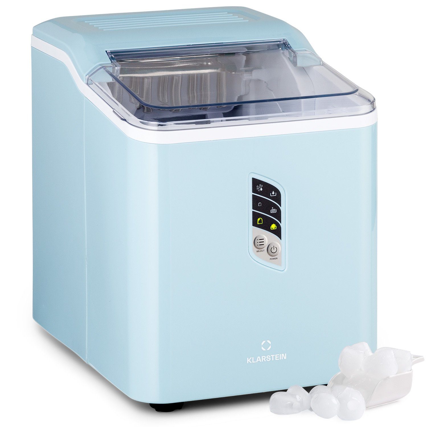 Klarstein Eiswürfelmaschine Albaron Eiswürfelbereiter, Bulleteis für Zuhause 12kg/Tag LCD Display 1,5 L Ice Maker