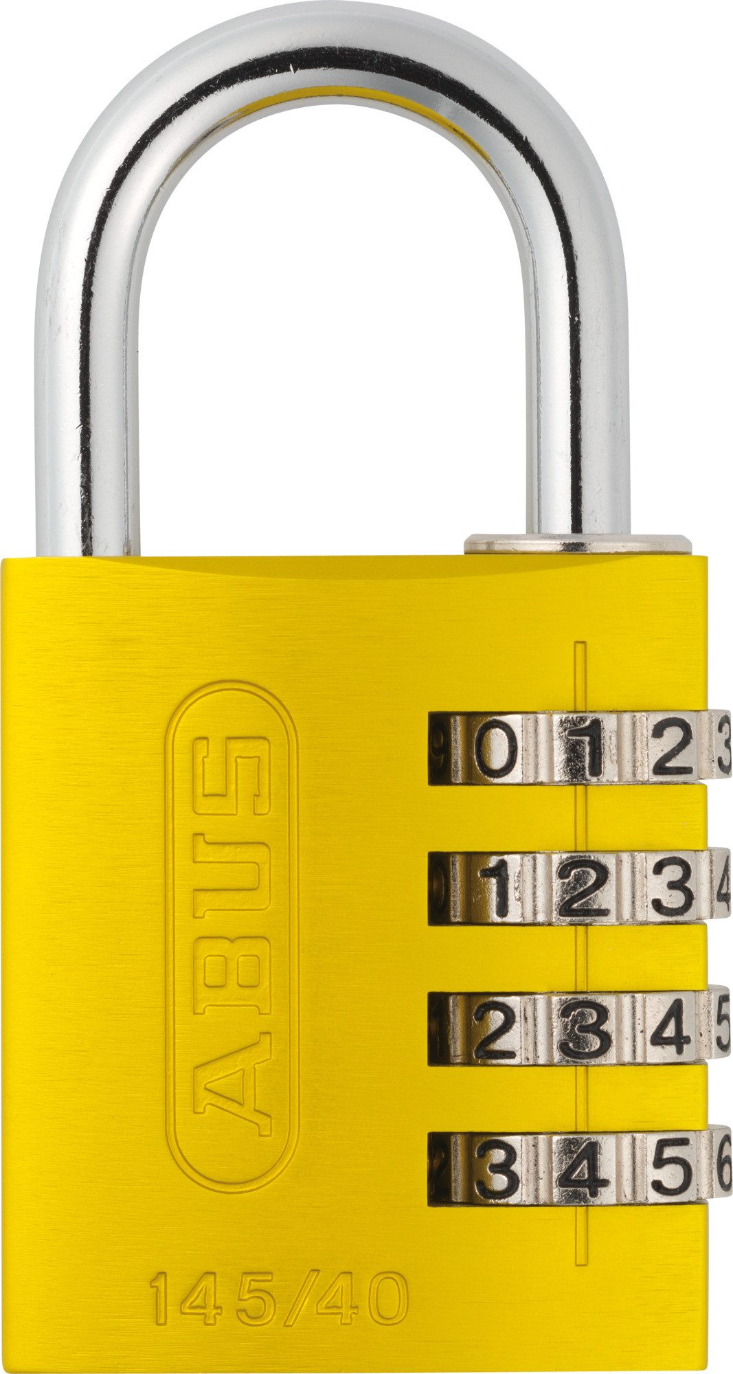 ABUS Vorhängeschloss Zahlenschloss 145/40 in gelb, Sicherheitsklasse 4, Komfortable Bedienung ohne Schlüssel, geringes Gewicht